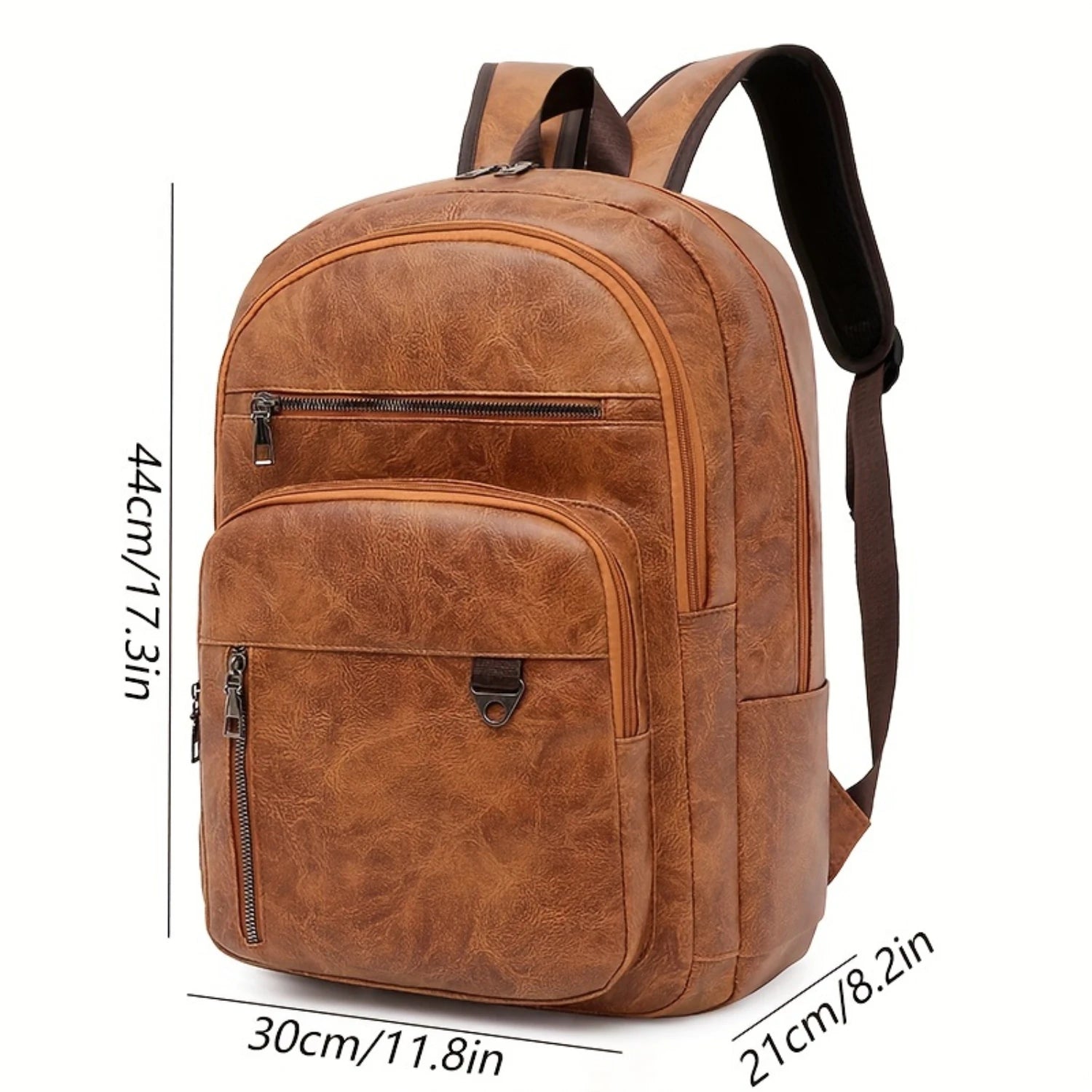 Waterproof PU Leather Backpack with Laptop Compartment