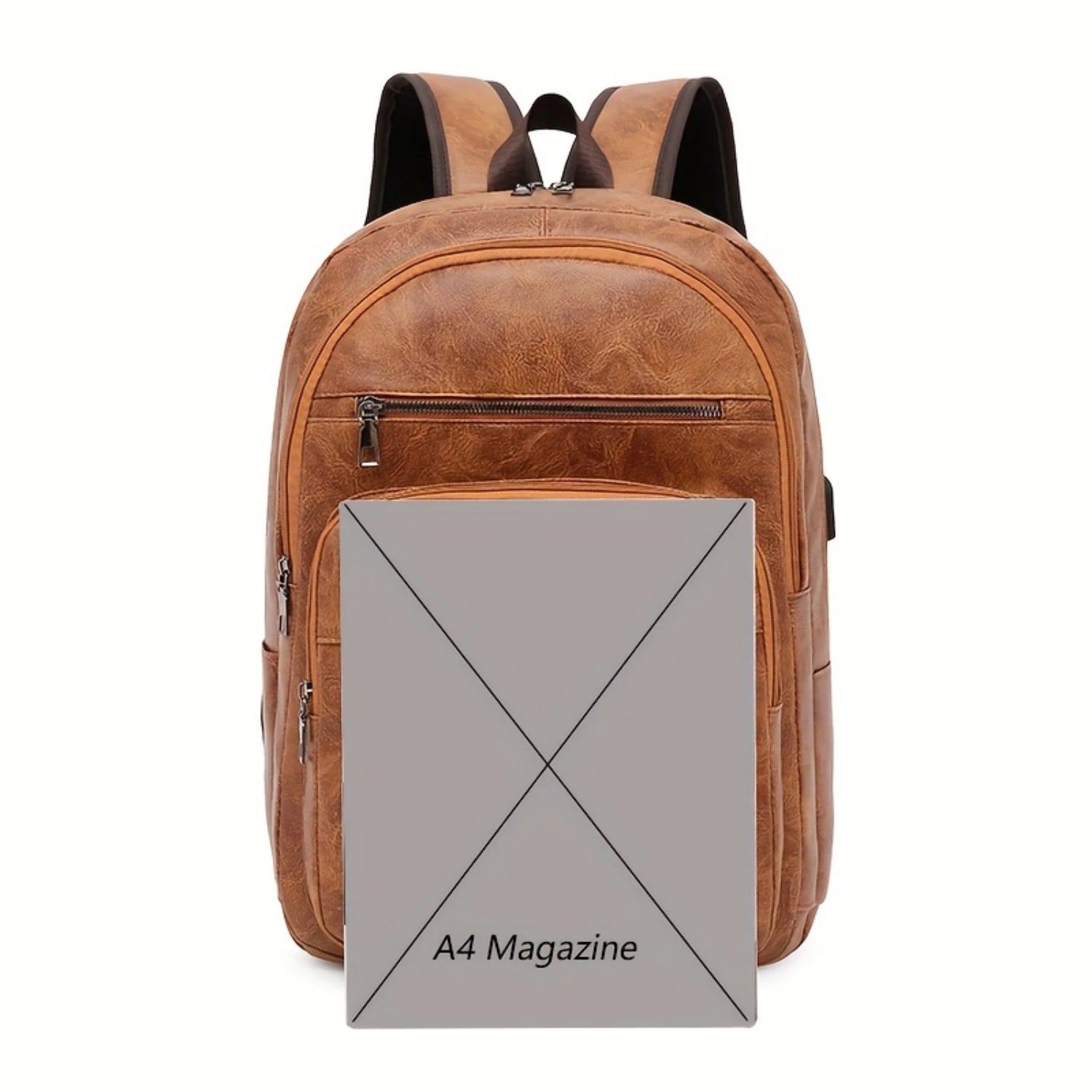 Waterproof PU Leather Backpack with Laptop Compartment