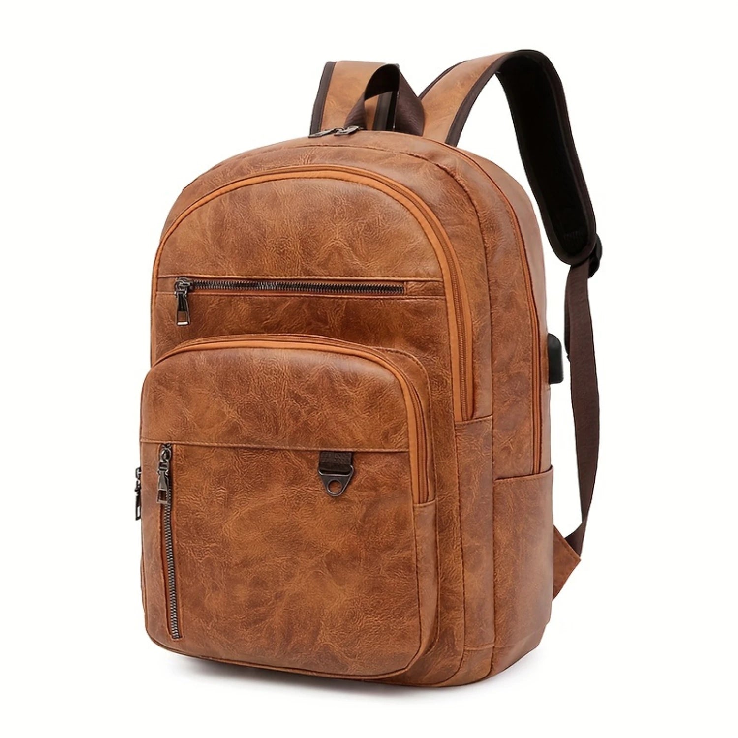 Waterproof PU Leather Backpack with Laptop Compartment
