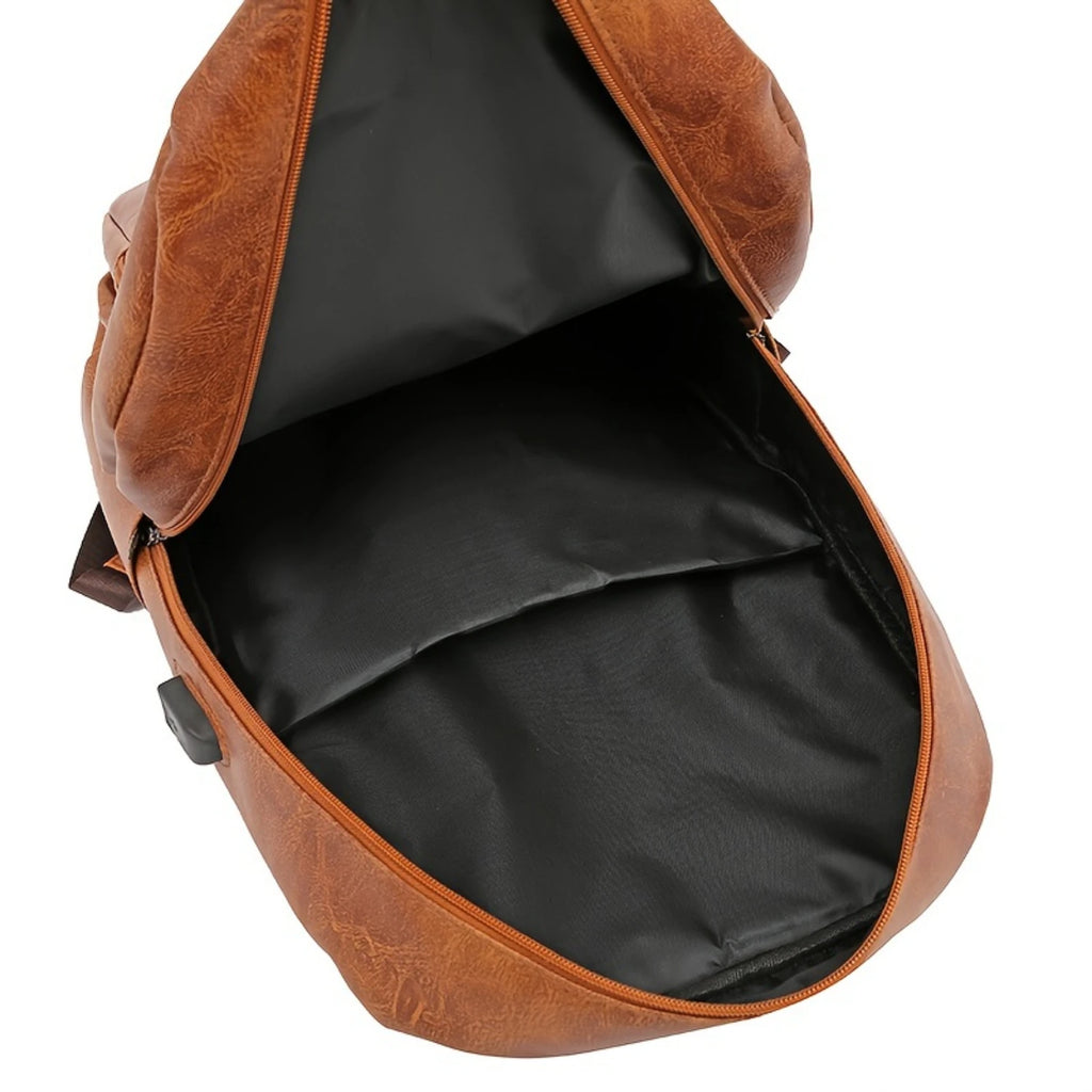Waterproof PU Leather Backpack with Laptop Compartment
